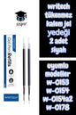 writech tükenmez kalem jel yedeği 2 adet siyah uyumlu modeller w-0153 w-0154 w-0154a2 w-0178