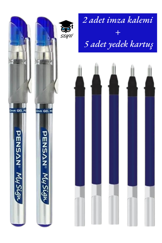 2 adet imza kalemi + 5 adet yedek kartuş pensan my-sign imza kalemi