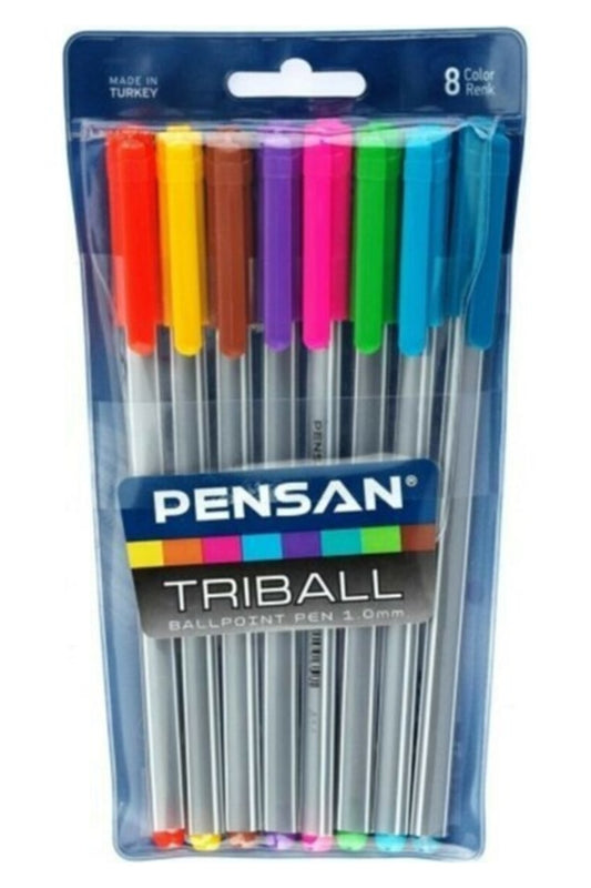 Çok Renkli Tükenmez Kalem Seti - 8'li Paket