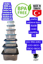 plastik saklama kabı KARE renkli kapaklar 7'lİ 210-330-630-1100-1800- 3300-5600 ml