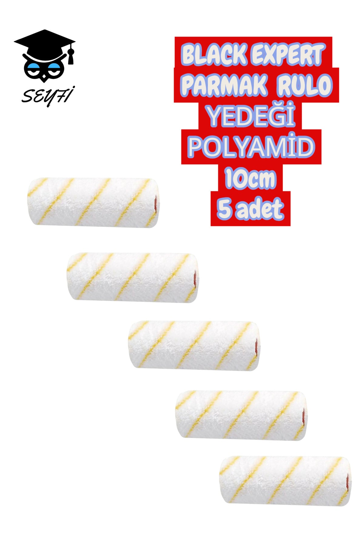 BLACK EXPERT PARMAK RULO YEDEĞİ POLYAMİD 10cm 5 adet