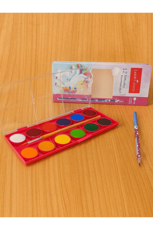 Unicorn Büyük Boy Sulu Boya 12li + 1 Kurşun Kalem Hediyeli