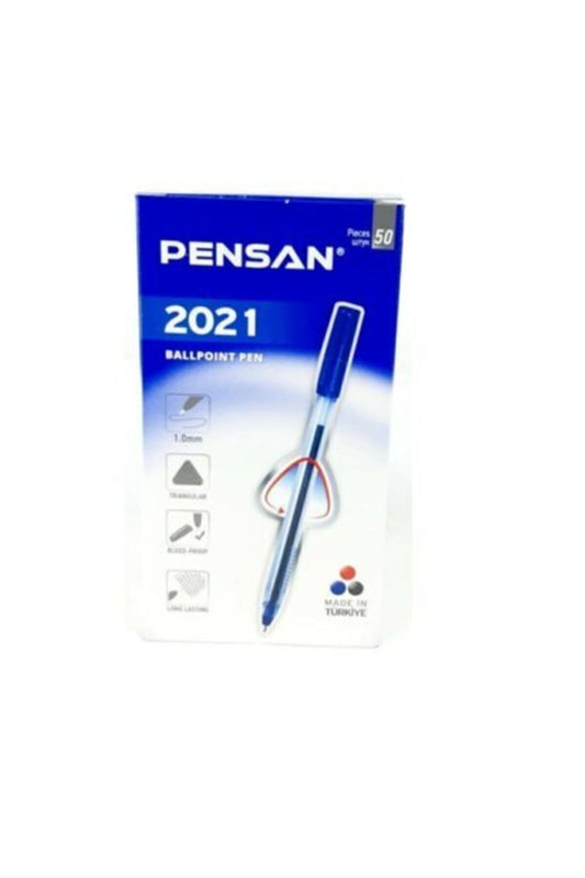 Tükenmez Kalem 1.0 Mm Üçgen Gövdeli Şeffaf Mavi (50 Li Paket) 2021