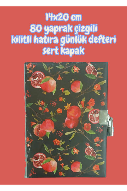 14x20 cm 80 yaprak çizgili kilitli hatıra günlük defteri sert kapak