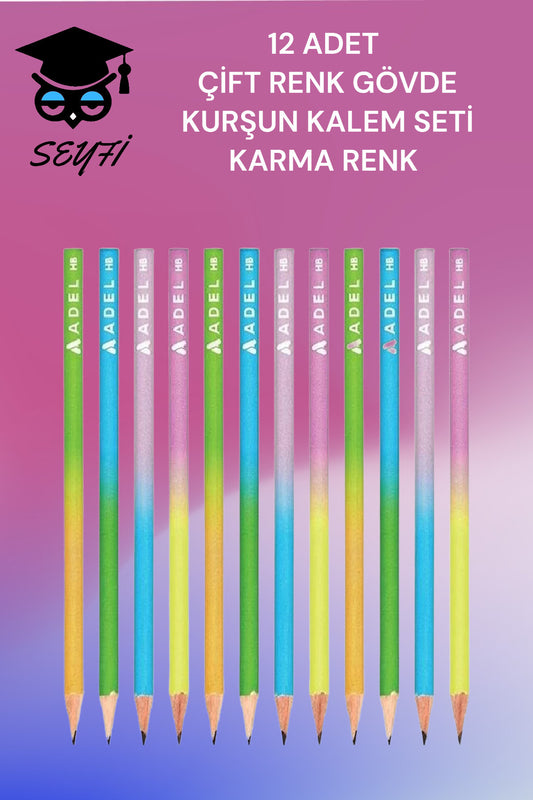12 ADET MASH KLASİK RENKLER KURŞUN KALEM SETİ KARMA RENK