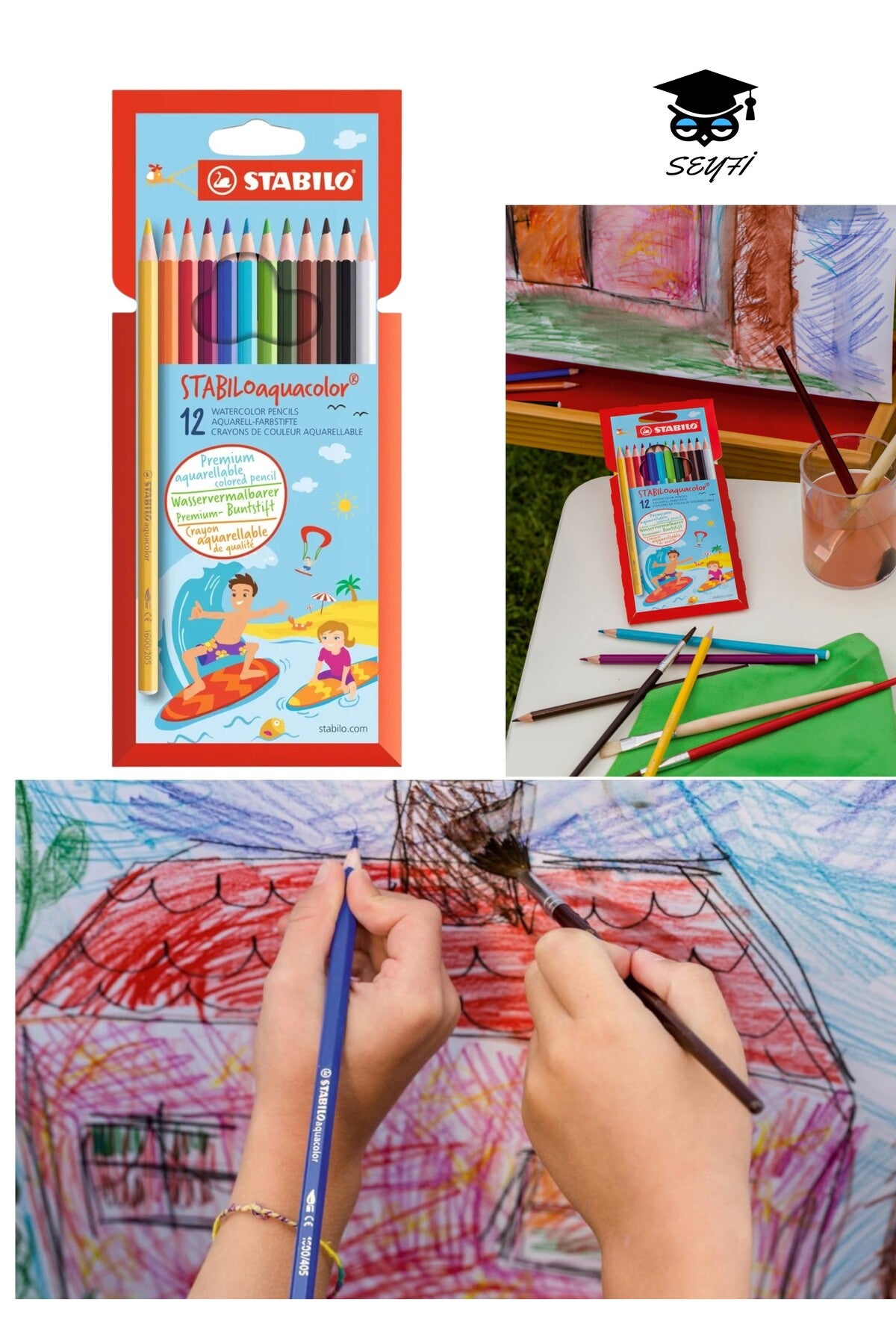 STABILO aquacolor Sulandırılabilir Kuru Boya Kalemi 12'li Paket