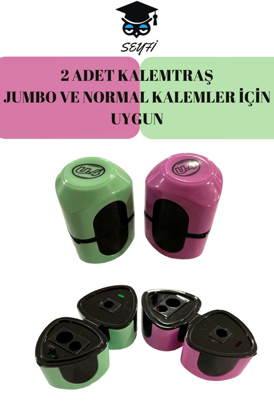 2 ADET KALEMTRAŞ JUMBO VE NORMAL KALEMLER İÇİN UYGUN