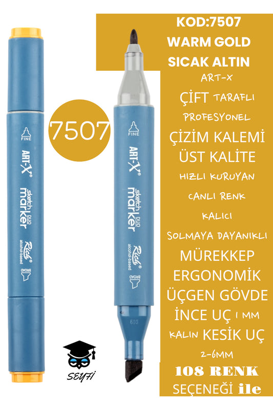 ÇİFT TARAFLI PROFESYONEL ÇİZİM KALEMİ KALICI MÜREKKEP ÜÇGEN GÖVDE İNCE UÇ 1 MM KESİK UÇ 2-6MM SKETCH