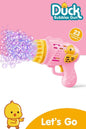 Duck Çok Delikli Pilli Köpük Atan Tabanca Oyuncağı 23 Delikli Bubble Gun köpük makinesi PEMBE