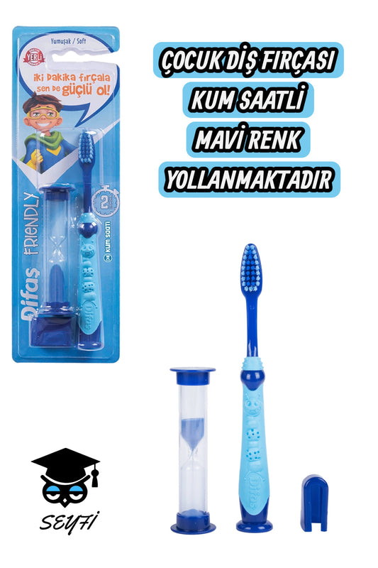 MAVİ ÇOCUK DİŞ FIRÇASI KUM SAATLİ MODEL 1 ADET