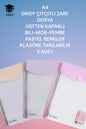A4 DİKEY ÇITÇITLI ZARF DOSYA ÜSTTEN KAPAKLI BEJ-MOR-PEMBE PASTEL RENKLER KLASÖRE TAKILABİLİR 3 ADET