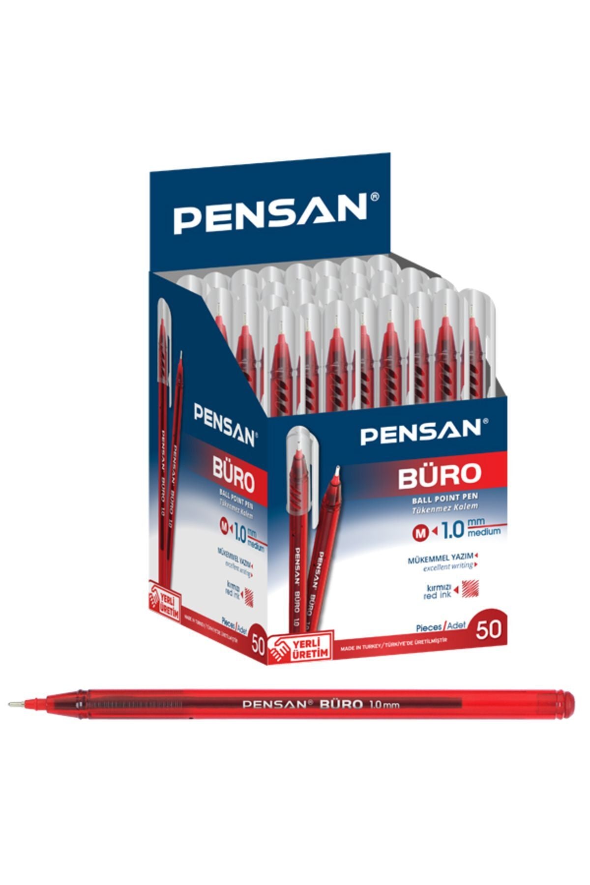 Tükenmez Kalem Büro 1.0 Mm Kırmızı 50 Li 2270 50'li Paket / Pensan