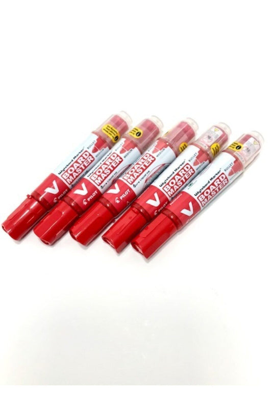 V Board Master Yuvarlak Uç Tahta Kalemi Kırmızı 5'li
