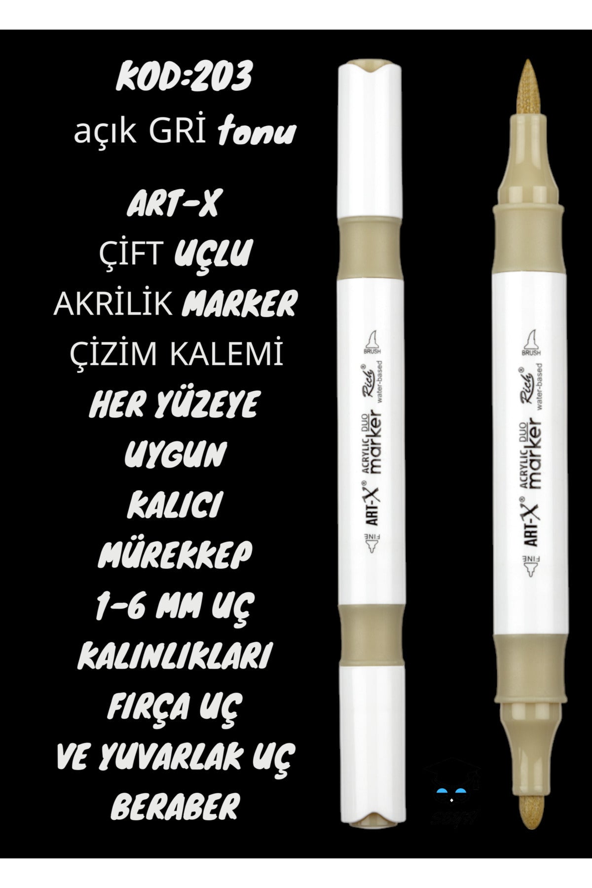 ART-X ÇİFT UÇLU AKRİLİK MARKER ÇİZİM KALEMİ HER YÜZEYE UYGUN KALICI MÜREKKEP 1-6 MM UÇ KALINLIKLARI