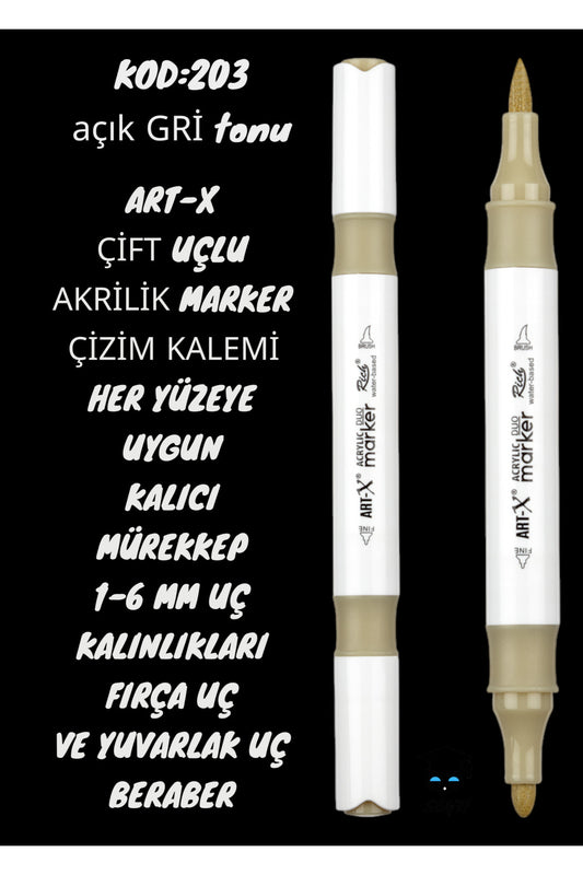 ART-X ÇİFT UÇLU AKRİLİK MARKER ÇİZİM KALEMİ HER YÜZEYE UYGUN KALICI MÜREKKEP 1-6 MM UÇ KALINLIKLARI