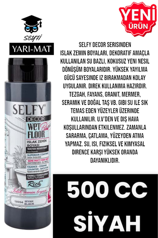 SELFY DECOR ISLAK ZEMİN BOYASI 500 CC MUTFAK TEZGAH FAYANS LAVABO KÜVET TUVALET ZEMİN HER YÜZEY İÇİN