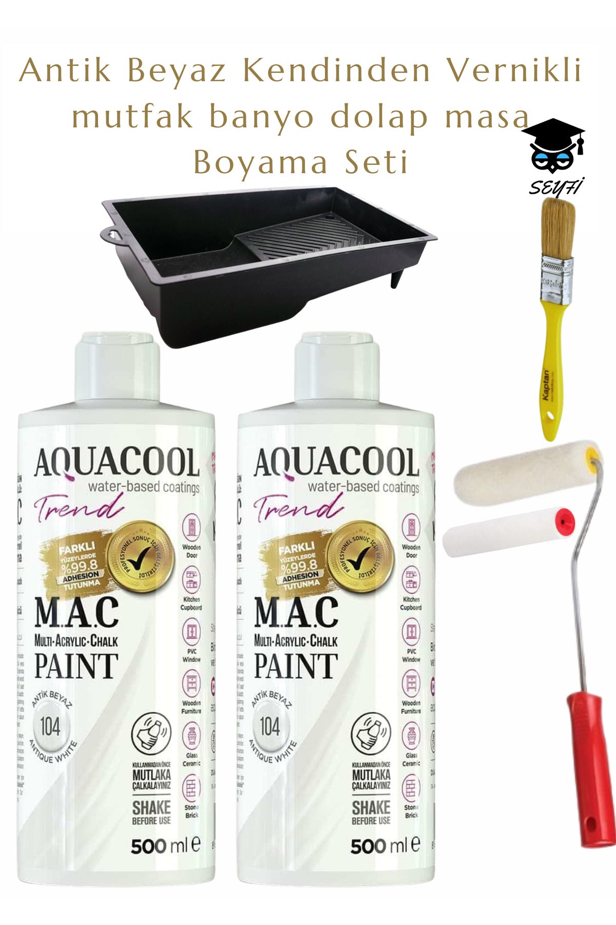 Antik Beyaz Kendinden Vernikli mutfak banyo dolap masa Boyama Seti