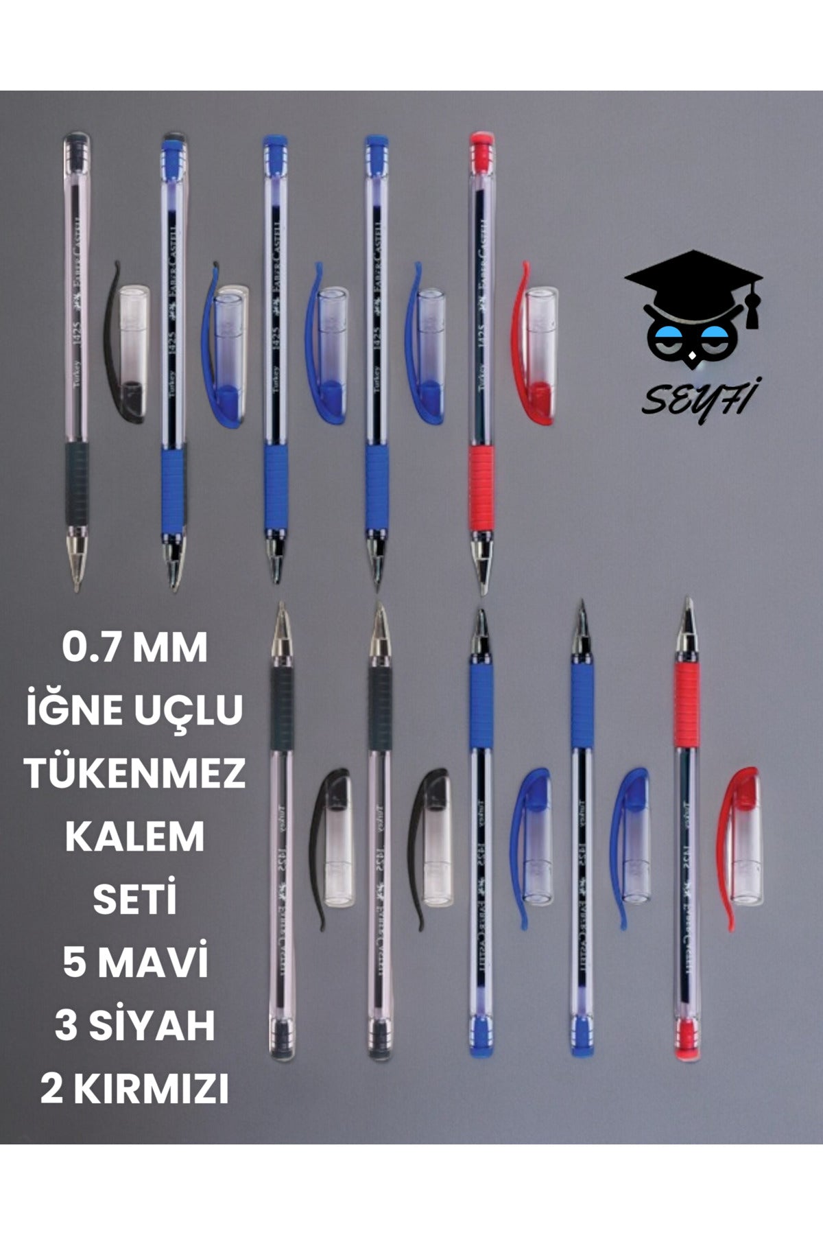 0.7 MM İĞNE UÇLU TÜKENMEZ KALEM SETİ 5 MAVİ 3 SİYAH 2 KIRMIZI 1425