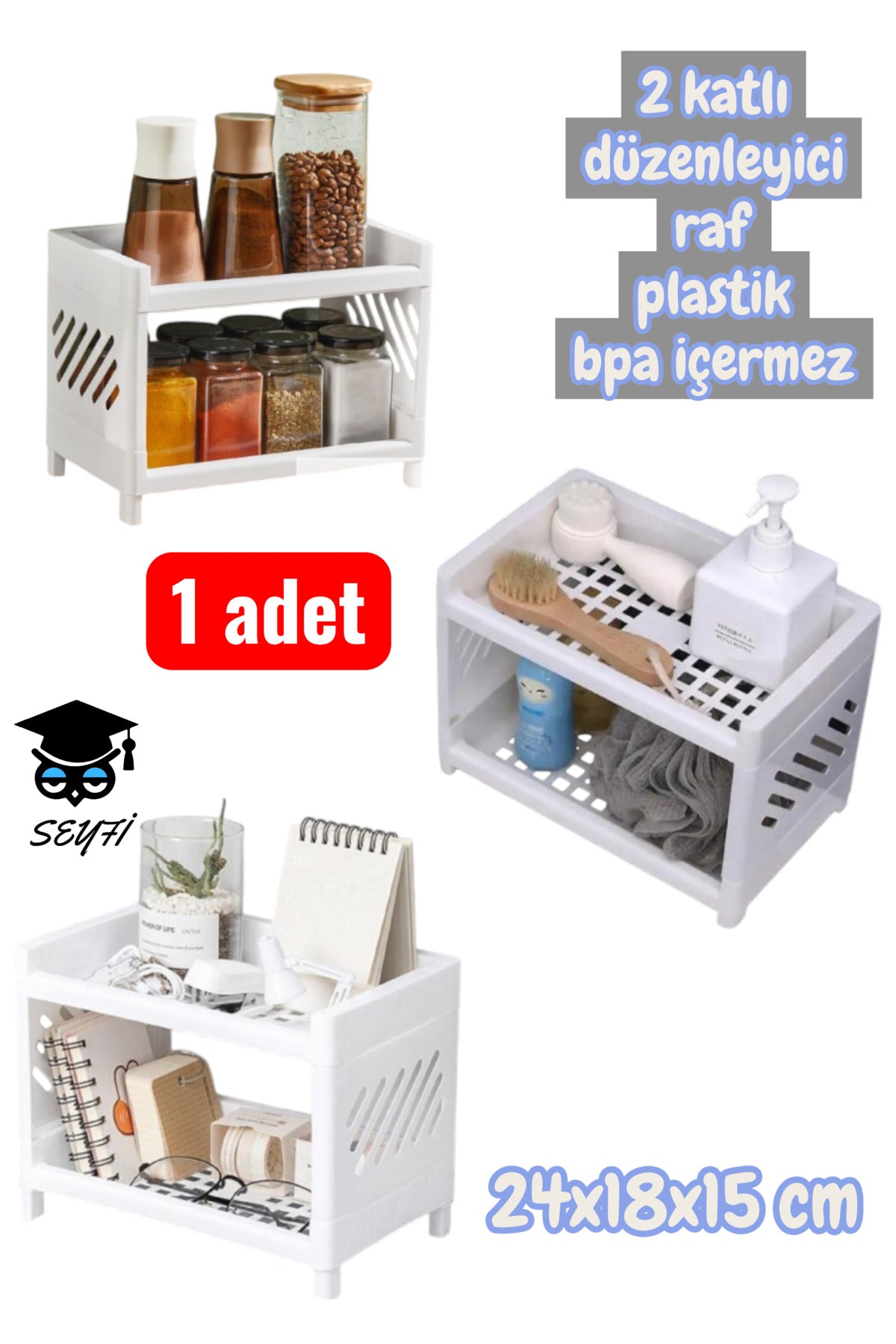 2 katlı düzenleyici raf plastik bpa içermez 1 adet