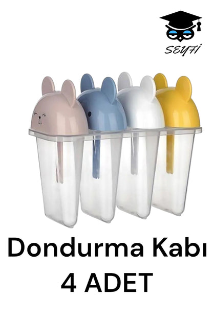 Dondurma Kabı 4 ADET SEVİMLİ DESENLİ BUZ DONDURMA KALIPLARI