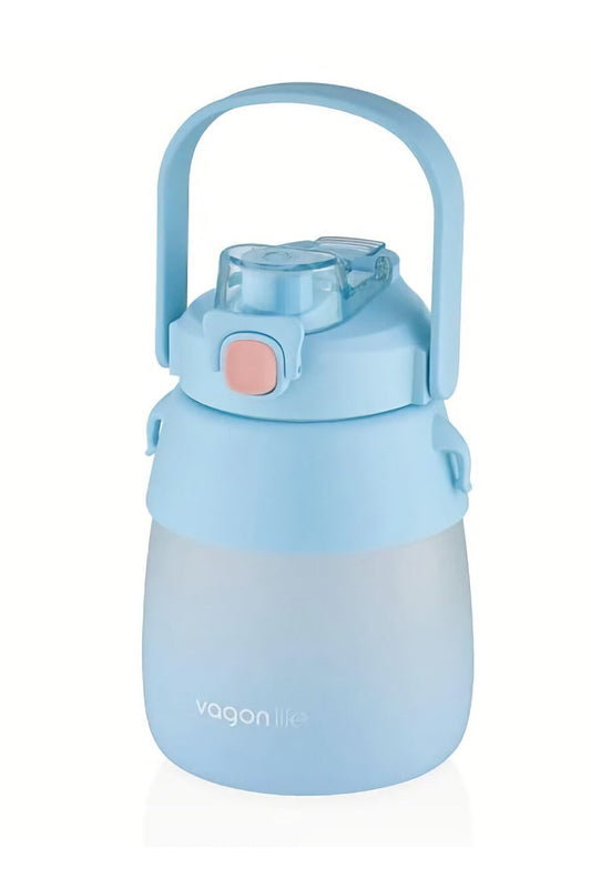 1000ml Pipetli/pipetsiz Çift Kullanım Suluk Matara (SPOR OKUL DOĞA) Vgn6640-mavi