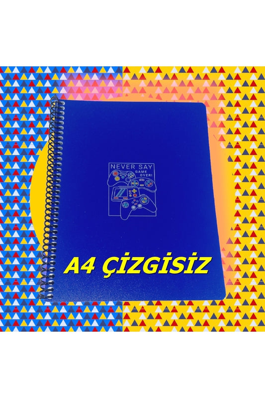 A4 80 Yaprak Çizgisiz Plastik Kapak Telli Defter 60 Gram Beyaz Sayfa