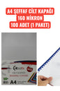A4 ŞEFFAF CİLT KAPAĞI 160 MİKRON 100 ADET (1 PAKET)