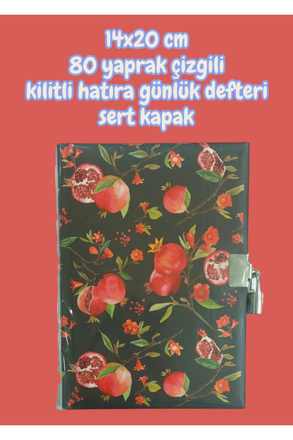 14x20 cm 80 yaprak çizgili kilitli hatıra günlük defteri sert kapak