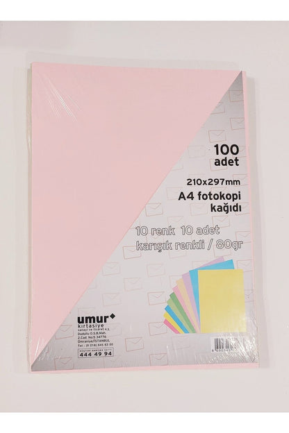 Umur Renkli Fotokopi Kağıdı 100 Adet 10 Renkx10 Adet 80 Gr