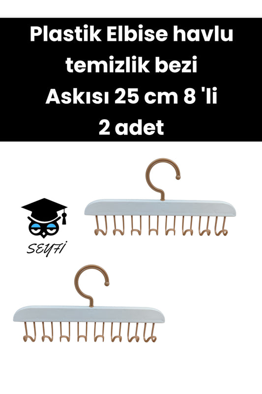 25 cm 8'li Plastik Elbise havlu temizlik bezi Askısı 2 adet