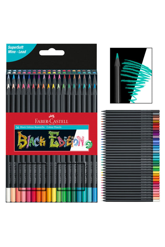Black Edition Boya Kalemi, 36 Renk, Canlı ve Parlak Renkler, Rahat ve Yumuşak Kullanım, Ergonomik