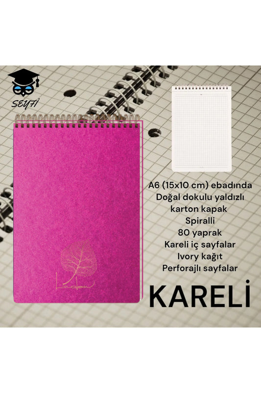 A6 (10X15 cm) KARELİ 80 YAPRAK ÜSTTEN TELLİ DEFTER KARTON KAPAK KREM RENK KAĞIT 1. HAMUR NOT DEFTERİ