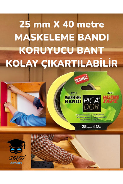 25 mm X 40 metre MASKELEME BANDI KORUYUCU BANT KOLAY ÇIKARTILABİLİR