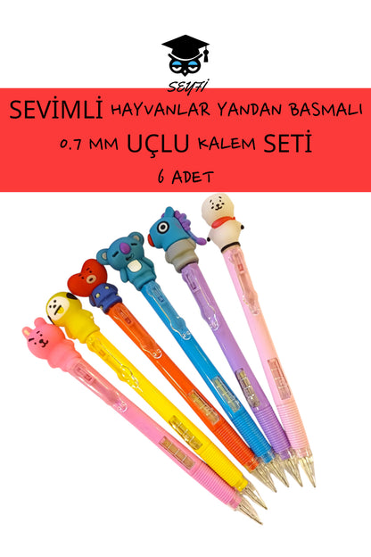 0.7 VERSATİL UÇLU KALEM SETİ SEVİMLİ HAYVANLAR 6 ADET