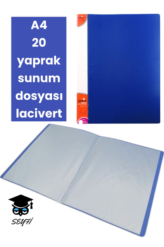 A4 20 yaprak sunum dosyası lacivert