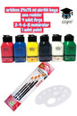 artdeco 6x75 ml akrilik boya ana renkler 4 adet fırça 2-4-6-8 numaralar 1 adet palet