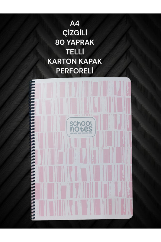 ÇİZGİLİ A4 80 YAPRAK TELLİ DEFTER KARTON KAPAK PERFORELİ