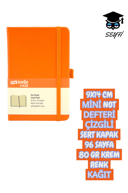 9X14 CM MİNİ NOT DEFTERİ ÇİZGİLİ SERT KAPAK 96 SAYFA 80 GR KREM RENK KAĞIT