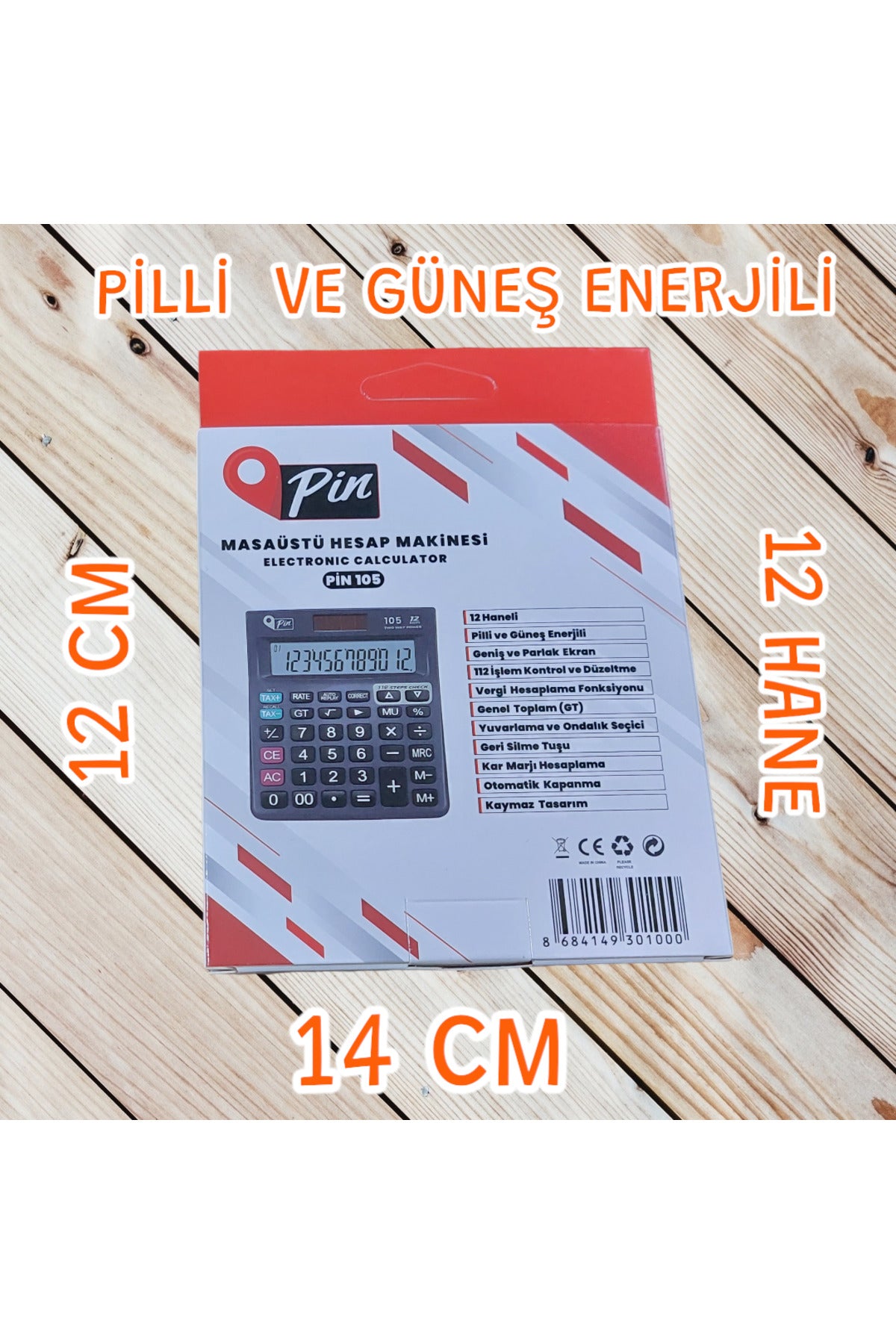 12X14 CM 12 HANELİ PİLLİ VE GÜNEŞ ENERJİLİ HESAP MAKİNESİ TAX MEVCUT MASAÜSTÜ HESAP MAKİNASI