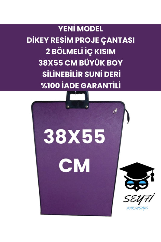 38X55 CM DİKEY RESİM PROJE ÇANTASI 2 BÖLMELİ İÇ KISIM EN BÜYÜK BOY SİLİNEBİLİR KALİTELİ KUMAŞ