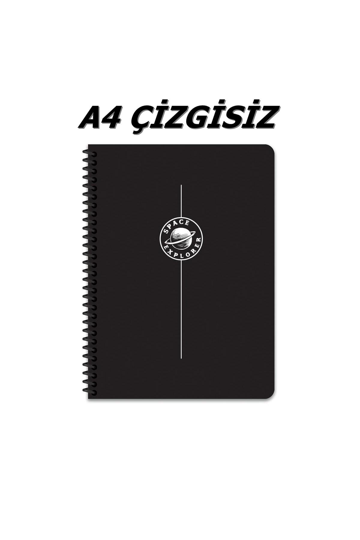 A4 80 Yaprak Çizgisiz Plastik Kapak Telli Defter 60 Gram Beyaz Sayfa