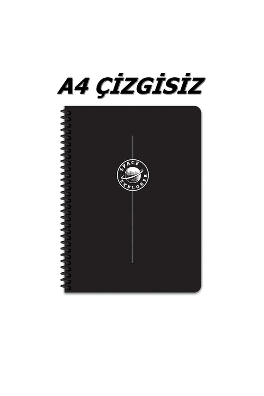 A4 80 Yaprak Çizgisiz Plastik Kapak Telli Defter 60 Gram Beyaz Sayfa