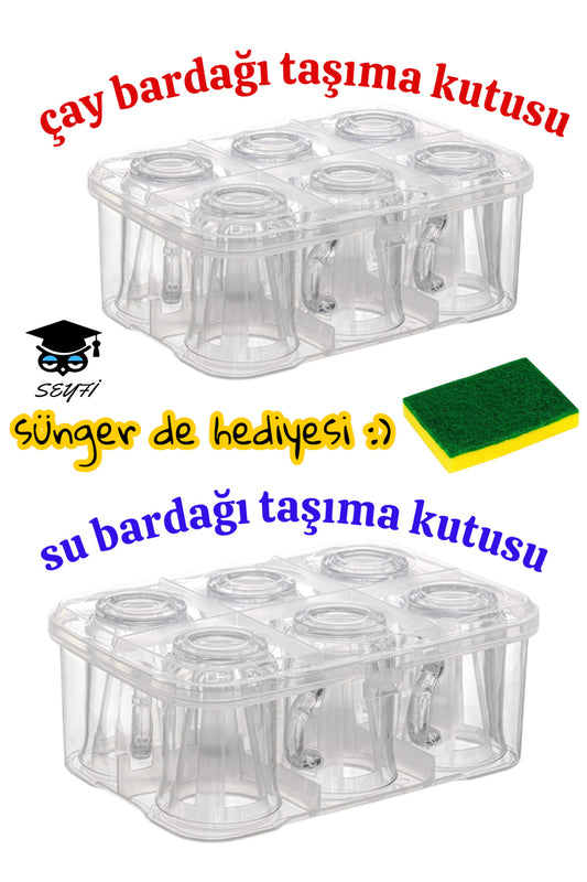 çay bardağı taşıma kutusu ve su bardağı taşıma kutusu birlikte sünger de hediyesi :)