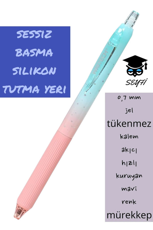 0,7 mm jel tükenmez kalem akıcı hızlı kuruyan mavi renk mürekkep WRİTECH amerikan marka Sessiz kalem