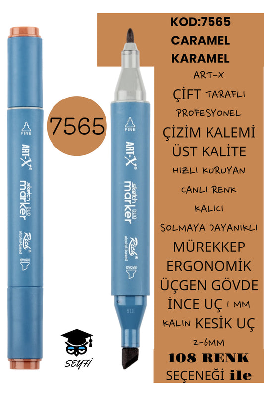 ÇİFT TARAFLI PROFESYONEL ÇİZİM KALEMİ KALICI MÜREKKEP ÜÇGEN GÖVDE İNCE UÇ 1 MM KESİK UÇ 2-6MM SKETCH