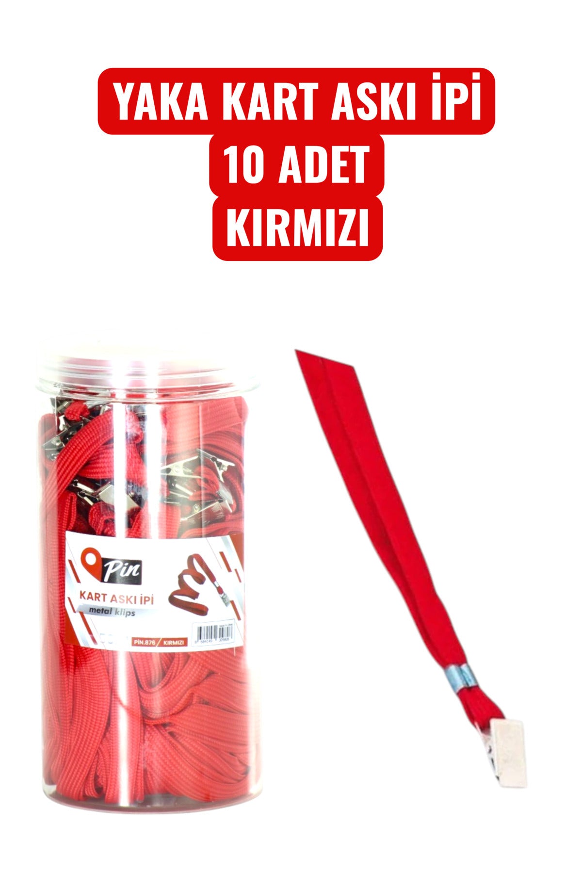 YAKA KART ASKI İPİ 10 ADET KIRMIZI