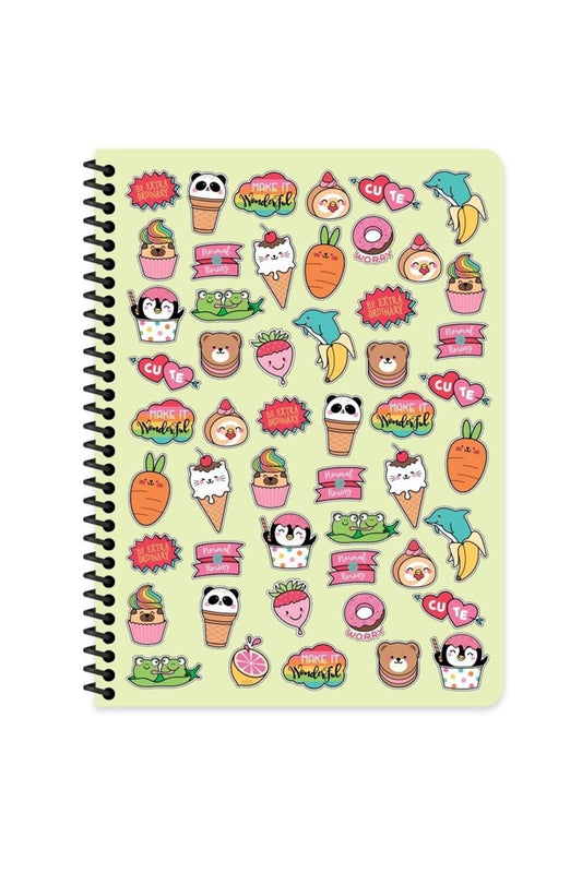 16x22 Cm 80 Yaprak Çizgisiz Plastik Kapak Telli Defter 60 Gram Beyaz Sayfa
