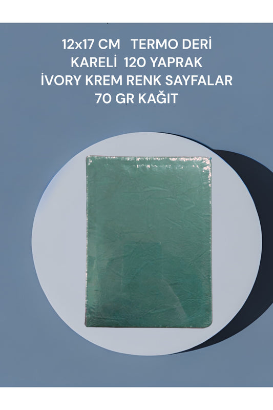 12x17 CM TERMO DERİ KARELİ 120 YAPRAK İVORY KREM RENK SAYFALAR 70 GR KAĞIT