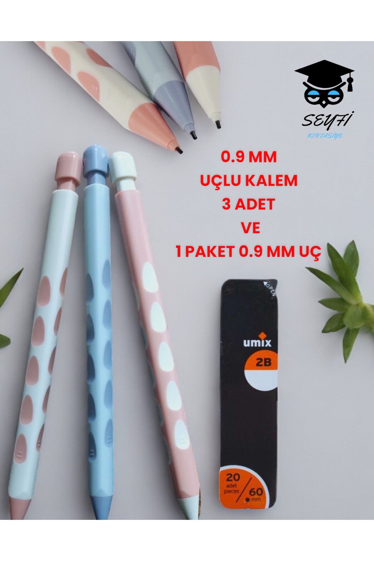 0.9 MM UÇLU KALEM 3 ADET VE 1 PAKET 0.9 MM UÇ