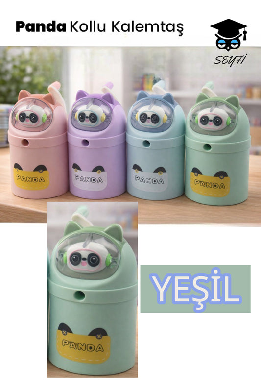 KOLLU KALEMTIRAŞ PANDA MODEL FİGÜRLÜ MASAÜSTÜ KALEMTIRAŞ
